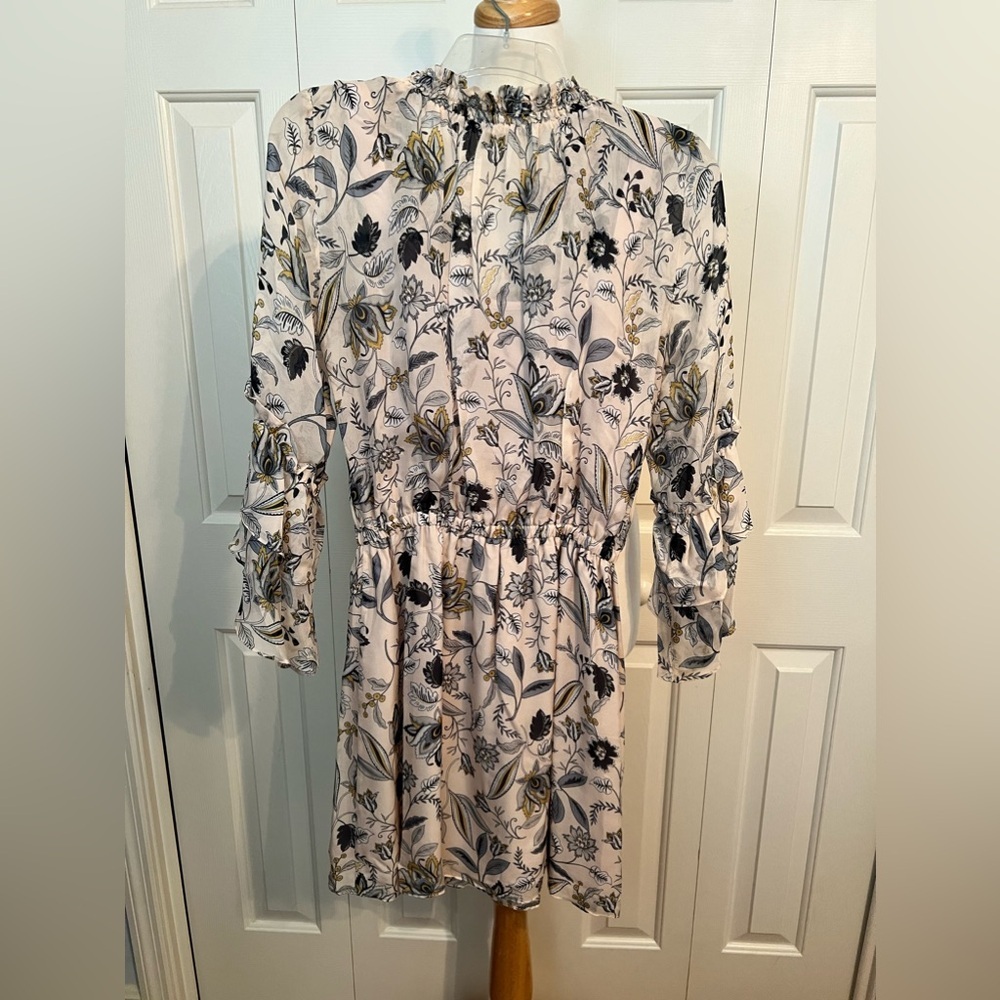 EUC Shoshanna Pale Pink Floral A-Line Silk Dress Size 0 - Picture 8 of 11
